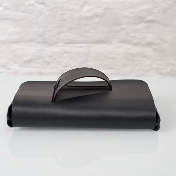 The Clutch in Satin Black Leather - glove clutch, handcrafted, stunning! - Picture 8 of 16